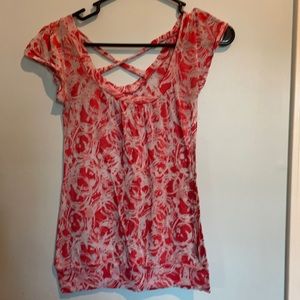 See through pink patterned top